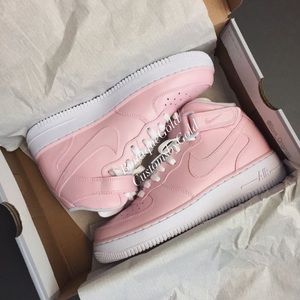 Pastel pink mid Customs Nike Air Force 1